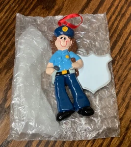 Christmas Tree Ornament Personalized Police Women with Shield (Customizable) - Picture 1 of 6