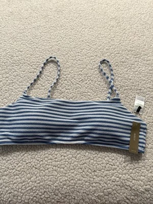 Top de bikini bandeau limpio texturizado J.Crew a rayas nuevo con etiquetas talla 2X EM86 Foto 1 de 4