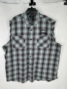 Harley Davidson Motociclista Motociclista Senza Maniche Bottoni Ricamato Flanella 4XL - Foto 1 di 6
