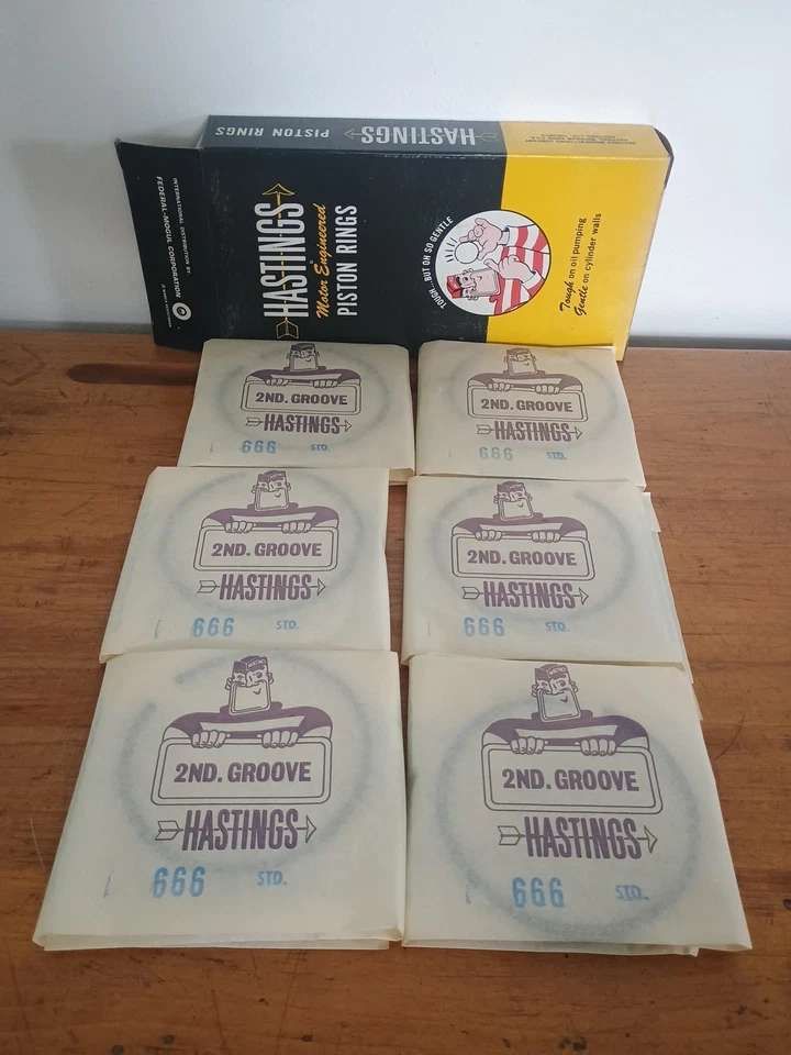 Juego de anillos de pistón Hastings 666 STD para 53-67 GM Stubebaker Pontiac Foto 1 de 2