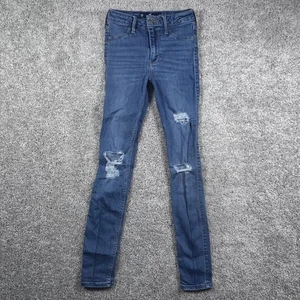 Legging de jean Hollister tiro alto talla 23 rasgado desgastado ajustado denim - Imagen 1 de 12