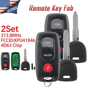 2 Ignition Chip Key + Remote Fob 3 Button BN8P-67-5RY for Mazda 3 2004 2005 2006 - Picture 1 of 12