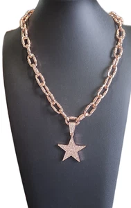 Collar de cadena con colgante de estrella - blanco/oro rosa - Imagen 1 de 2