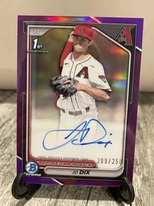 JD Dix Auto 1er refractor púrpura #209/250 2024 Bowman cromo CPA-JD Diamondbacks - Imagen 1 de 2
