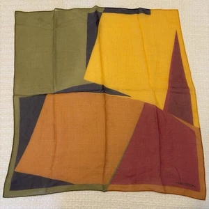 Vtg Halston Silk 20” Square Scarf Neck/Purse/Hair Semi Sheer COLORBLOCK Designer - Picture 1 of 7