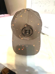 Balmain Men's Khaki Orange Dot Logo Adjustable Baseball Cap 1 Size £280 Authenti - Picture 1 of 9