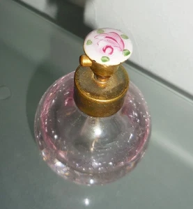 BOTELLA DE PERFUME DE VIDRIO CREPITANTE AMATISTA FRANCESA DE COLECCIÓN HERMOSO DISEÑO - Imagen 1 de 6