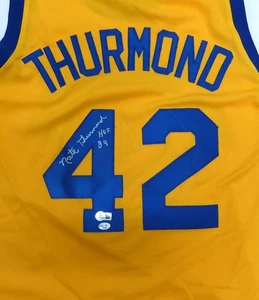 Warriors Nate Thurmond handsigniertes gelbes Trikot "HOF 84" Beckett QR #BS30064 - Bild 1 von 5
