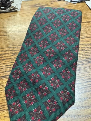 Corbata de lana Jaeger London verde con patrón - diseño elegante Foto 1 de 4