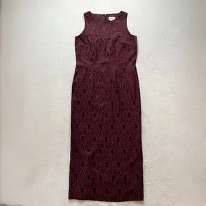 Maxikleid Damen 90er Jahre Vampir schwarz & rot Damastmuster Größe 8/10 - Bild 1 von 7