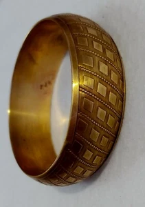 Vintage 1" Wide Brass Cuff Bangle 2-5/8 Diameter Bracelet - Textured  - Picture 1 of 10