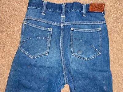 CALÇA JEANS VINTAGE ANOS 50 MASCULINA 26 X 31 SEARS ROY ROGERS WESTERN COWBOY DUNGAREES - Imagem 1 de 4