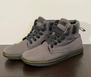 DOC MARTENS WOMENS 7 MAELLY AIR WAIR SHOES CHUKKA BOOTIE BOOTS GRAY CANVAS - Picture 1 of 12