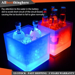 6 Color LED Light Ice Bucket Champagne Wine Drink Beer Ice Cooler Bar Party 3.5L - Picture 1 of 12