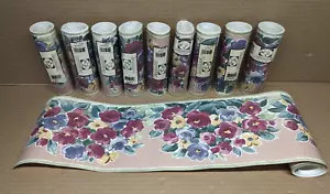 Lot Of 9 Rolls Of Croscill Wallpaper Border Floral LL7361B 5 Yards Each - Picture 1 of 4