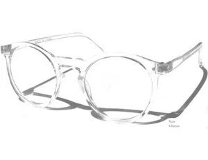 TRANSPARENT FRAME CLEAR LENS GLASSES Rounded Hipster Retro Smart Nerd Retro New - Picture 1 of 3
