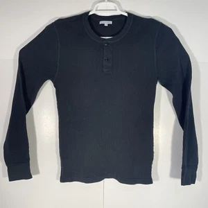 J. Crew Wallace & Barnes Henley Hemd Herren M schwarz Thermo Langarm Waffel - Bild 1 von 6