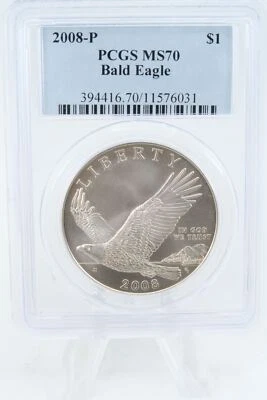 2008-P PCGS MS70 Bald Eagle Silver Modern Commemorative Dollar - Image 1 of 2