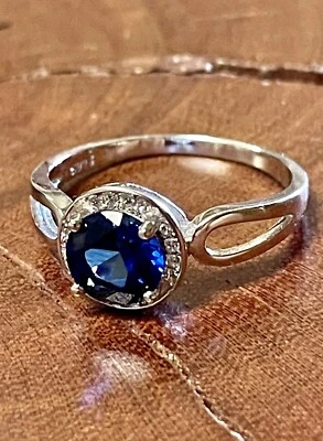 Genuine Nano Lab-Created Sapphire Ring - Set in 925 Sterling Silver Size 9 - Image 1 of 4