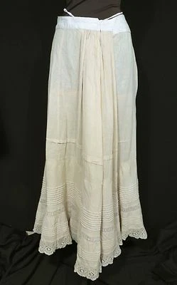 法国古董维多利亚茶色棉 PETTICOAT 28-30 英寸腰围 — 第 1/4 张图片