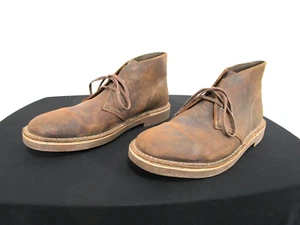 Clarks Bushacre Brown Leather 2 Eye Chukka Desert Boots Men Sz 10 M - Picture 1 of 12