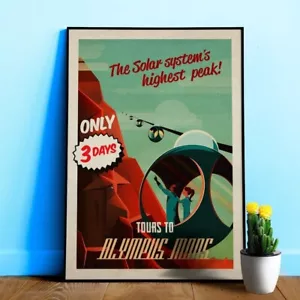 Marte, Tours to Olympus mons — Cartel espacial vintage, arte espacial retro, propaganda - Imagen 1 de 12