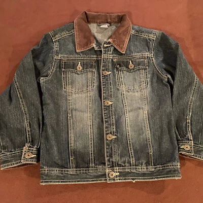 Chaqueta vaquera azul GYMBOREE para niños talla M cuello pana marrón Foto 1 de 4