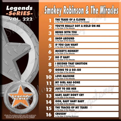 KARAOKE CD+G LEGEND SERIES SMOKEY ROBINSON /THE MIRACLES #222 In Vinyl w/Print - Image 1 of 2