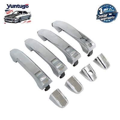 For 2014-2017 Chevrolet Silverado 1500 Exterior Door Handle Set of 4 Chrome Foto 1 de 4