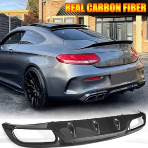 Fits Benz W205 C205 C43 C63 Coupe 2015-17 Rear Bumper Diffuser Lip CARBON - Picture 1 of 14