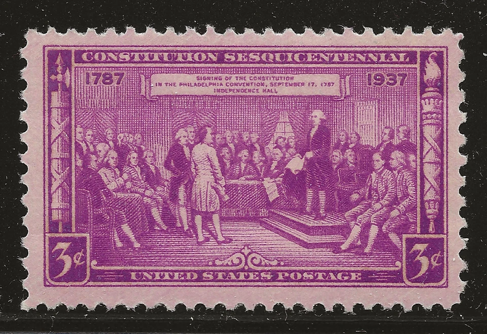 US Scott #798, Single 1937 Constitution 3c VF MNH - Image 1 of 1