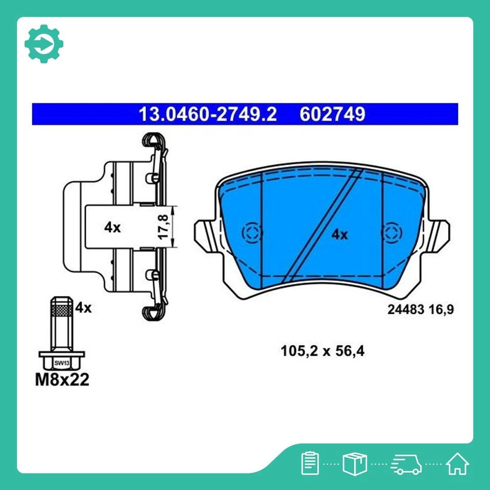 ATE Bremsbelagsatz, Hinterachse (13.0460-2749.2)