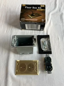 Raco 6500BR-5 1-Gang Floor Box Kit, 15a 125v, Polished Brass - Picture 1 of 9