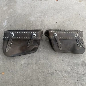 Rare Vintage Big Dog Motorcycle Real Leather Saddle bag Wears As Pictured - Picture 1 of 14