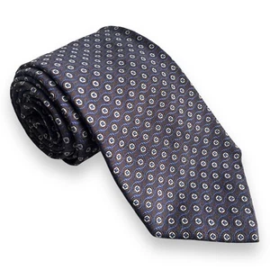 Mark Pendleton Von Maur Brown Navy Geometric Silk Men’s Neck Tie Length 60” W 4” - Picture 1 of 8