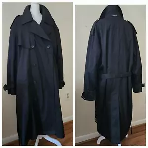 Nautica Size 44S Mens Black Long Trench Coat with Removable Zippered Winter - Picture 1 of 24