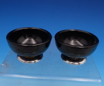 Par de sal de melamina y plata de ley Birks 2 1/8" x 1 1/4" (#0886) Foto 1 de 4