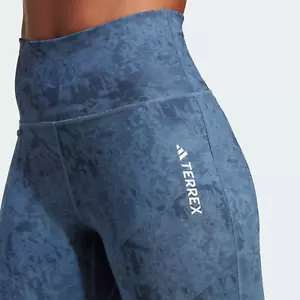 Adidas Women'S TERREX MULTI ALLOVER PRINT LEGGINGS BLUE HM4010 SIZE S - Picture 1 of 7