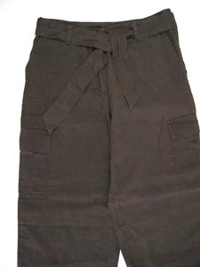 VTG Women Linen Long Cargo Pants 22” Wide Leg Tie Waist WILLI SMITH Casual Sz 6 - Picture 1 of 12