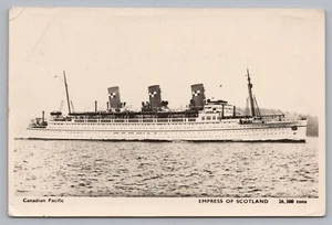 Postcard Empress of Scotland Canadian Pacific Steam Ship Co RPPC Posted 1955 - Picture 1 of 2
