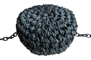 Narrowboat Rope Core Bow Fender 2 x Chain 12" x 6" Staple Black - Picture 1 of 2