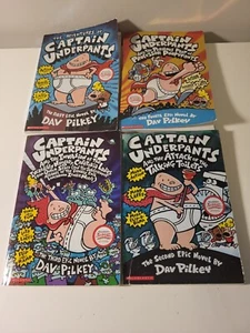 Lot Of 4 Captain Underpants Books Books 1-4 PB Kids Young Readers  - Picture 1 of 8