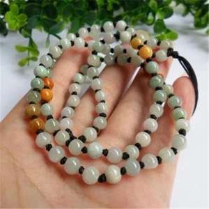 Collar de cuerda con cuentas de jade natural solo collar de cuentas  - Imagen 1 de 4