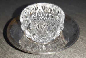 Fra Moder 20.04.1900 Kristall Saliere auf versilbertem Tellerchen Salzstreuer - Bild 1 von 7