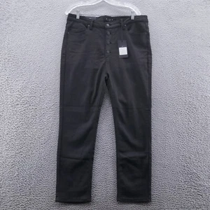 Risen Womens High Rise Straight Leg Jeans 1XL Black Button Fly Stretch NEW - Picture 1 of 17