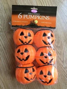 6 Vtg Halloween Pumpkin Candy Baskets Fun World Pails Bucket Jack O'Lantern Rare - Picture 1 of 2
