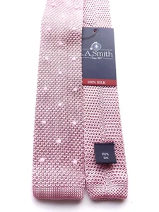 NUEVO L A Smith Corbata Cuello SEDA PURA Delgado Tejido Extremo Romo Rosa BODA GRATIS P&P - Imagen 1 de 21