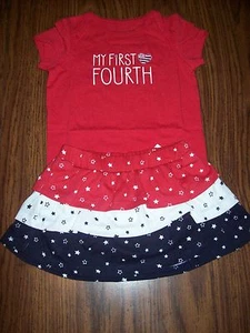Bebé Niñas Camisa Falda/Pantalones Cortos Conjunto - Talla 24 Meses NUEVO - 4 de Julio - Patriótico - Imagen 1 de 1