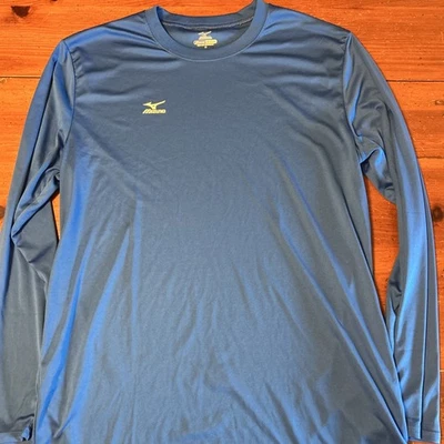 Mizuno Drylite Performance Long Sleeve Shirt Royal Blue: Chest 42” - Image 1 of 4
