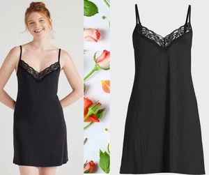 Joyspun Women’s size PLUS 4X 26W-28W Lace Trim Knit Chemise color Black New - Picture 1 of 12